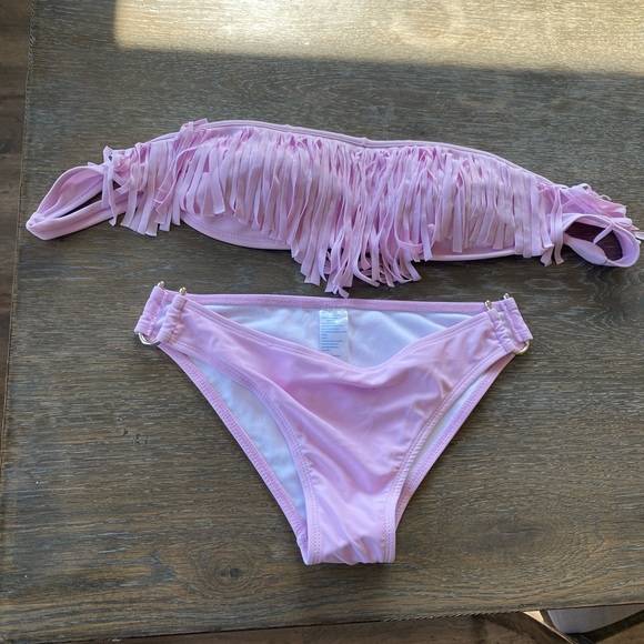 Cupshe Other - 2/$20 NEW lilac fringe bandeau bikini swimsuit medium